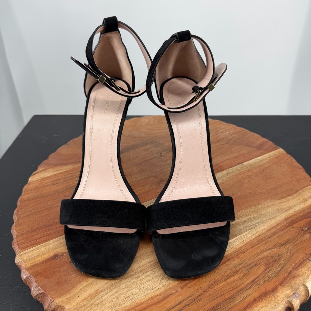 Celine Paris Black Suede Leather Sandal Ankle Strap Heels - EU 38.5 - Picture 4 of 9